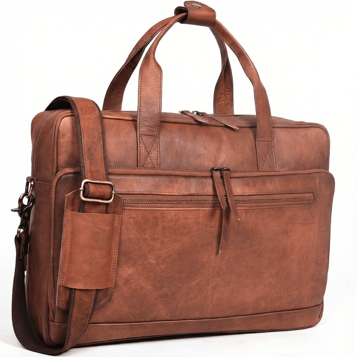 Brown 17-inch Genuine Leather Laptop Briefcase K424528