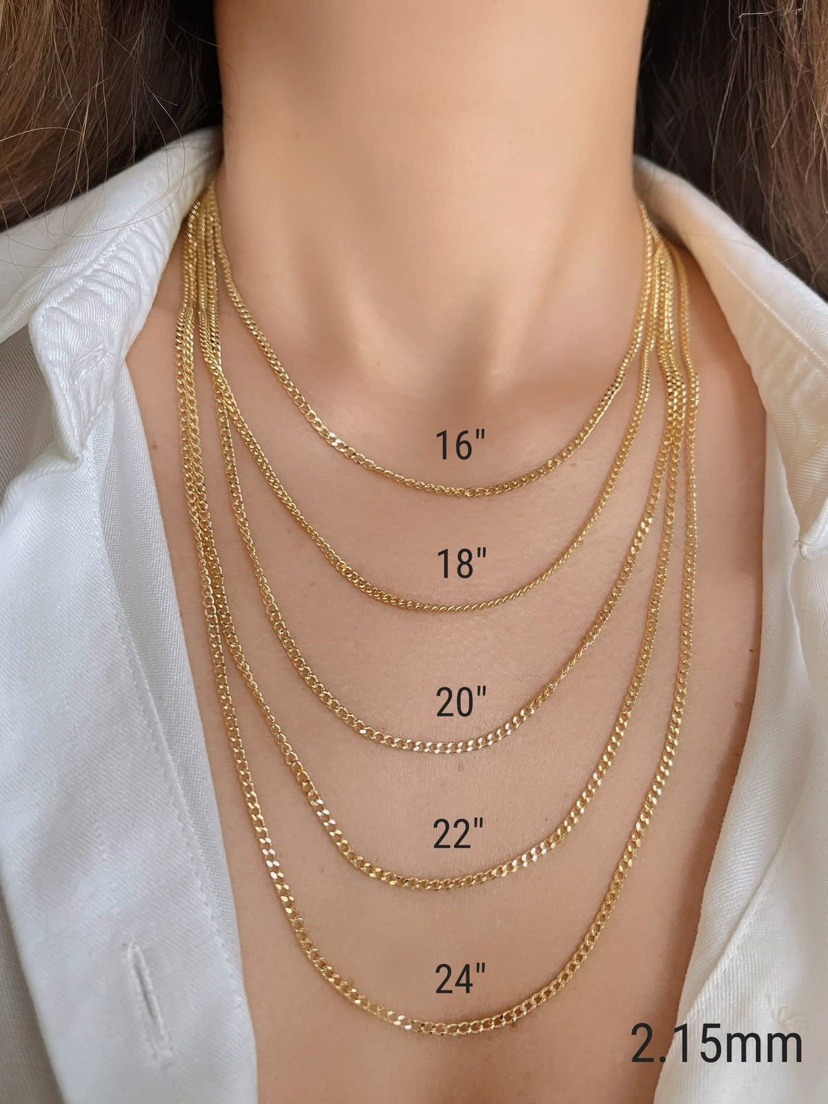 14K Gold Cuban Link Chain Necklace with Lobster Clasp T3857