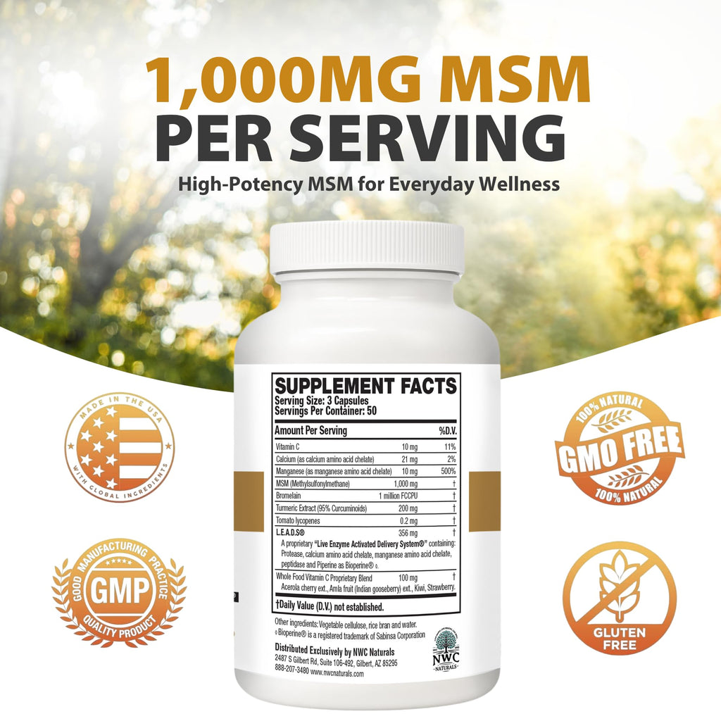MSM Supplement 1,000 mg 150 Capsules P15001