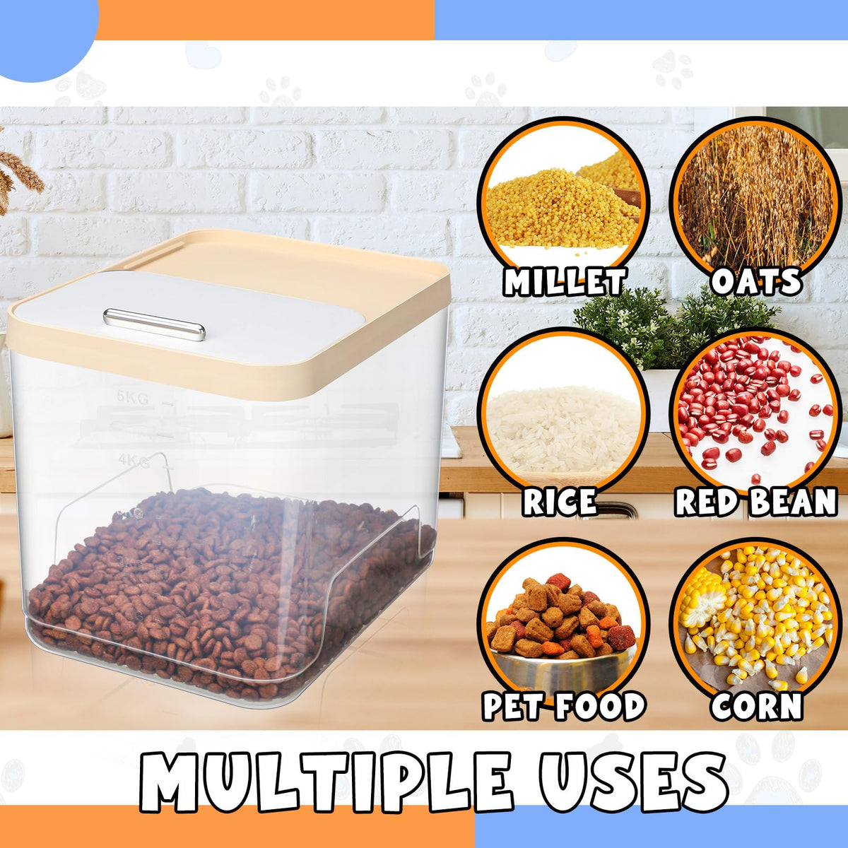 2 Pack 30 Lbs Airtight Dog Food Storage Container with Scoops Q554