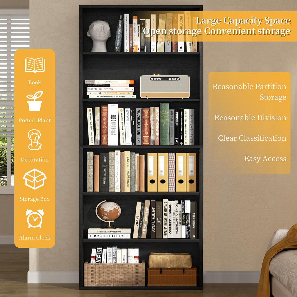 6-Tier Black Bookshelf E9958