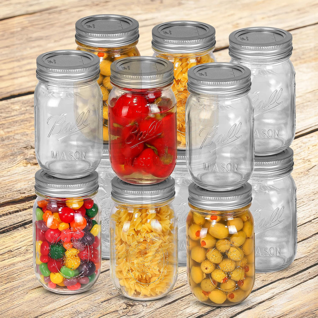 16 oz. Regular Mouth Mason Jars 12 Pack with Airtight Lids and Bands C7771