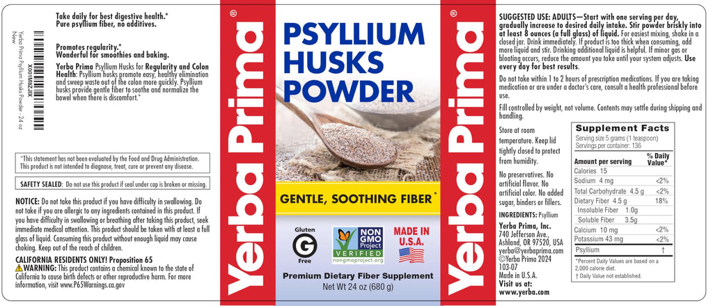 24 oz Unflavored Psyllium Husk Powder Fiber Supplement D162117