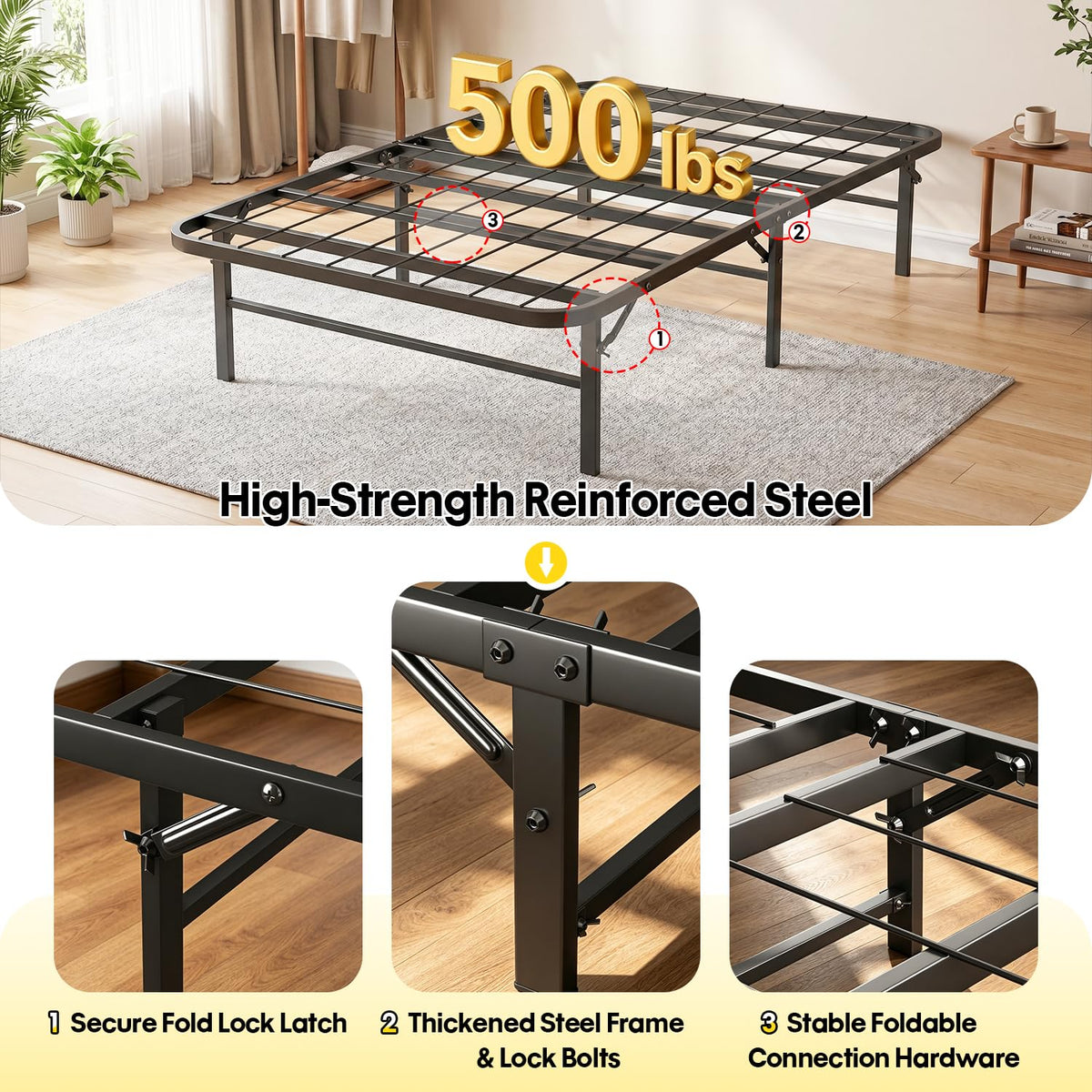 Twin Metal Bed Frame with 6 Legs J391