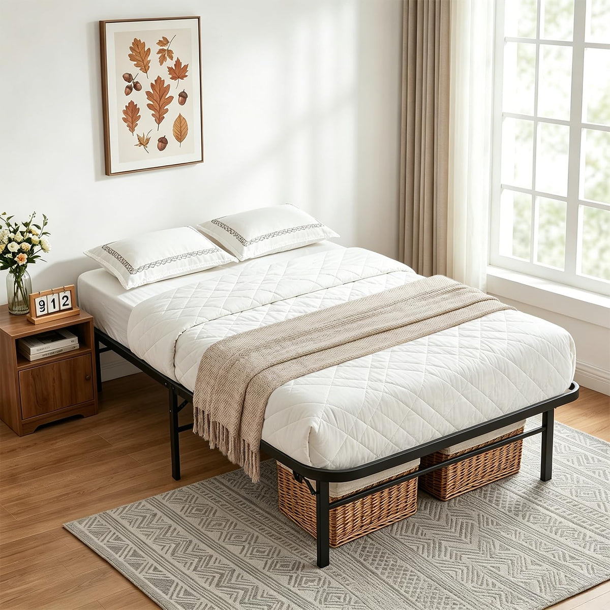 Twin Metal Bed Frame with 6 Legs J391