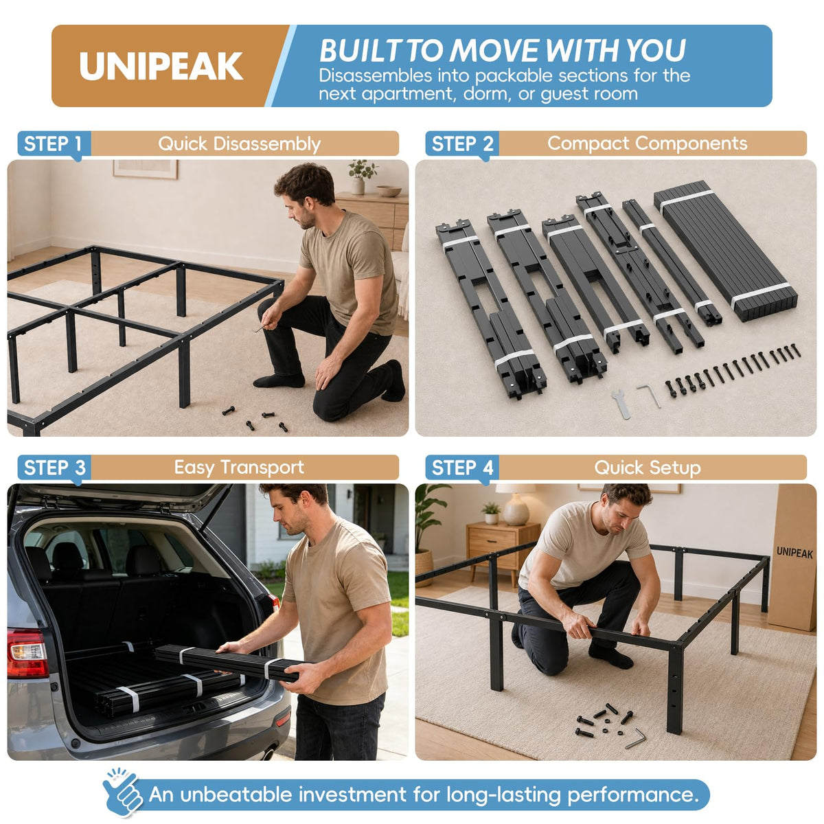 Queen Metal Platform Bed Frame with Storage H494334