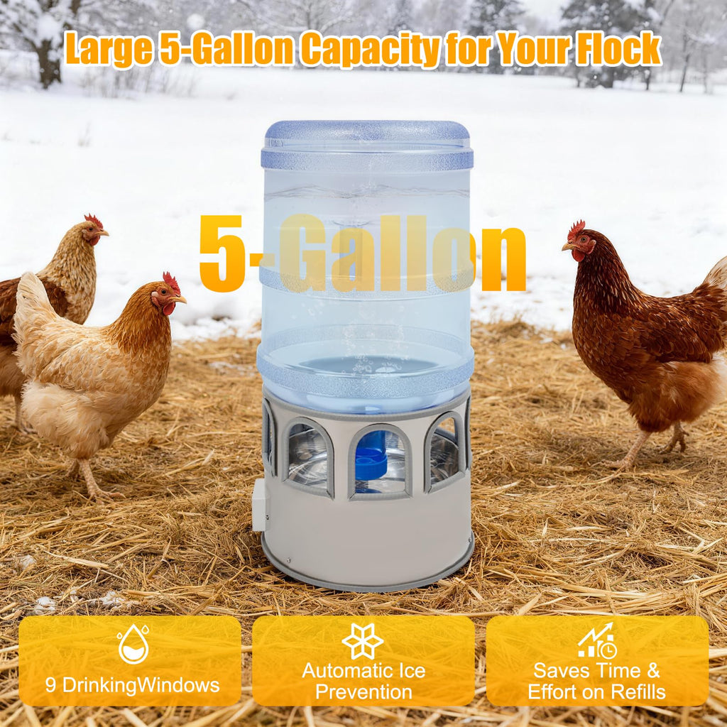 80W Heated 5 Gallon Chicken Waterer J64810