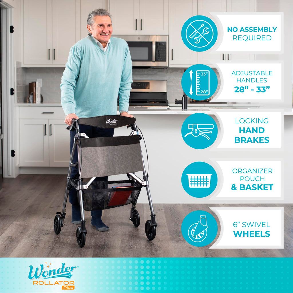 Lightweight Folding Mobility Aid with Four Wheels and Seat Z968