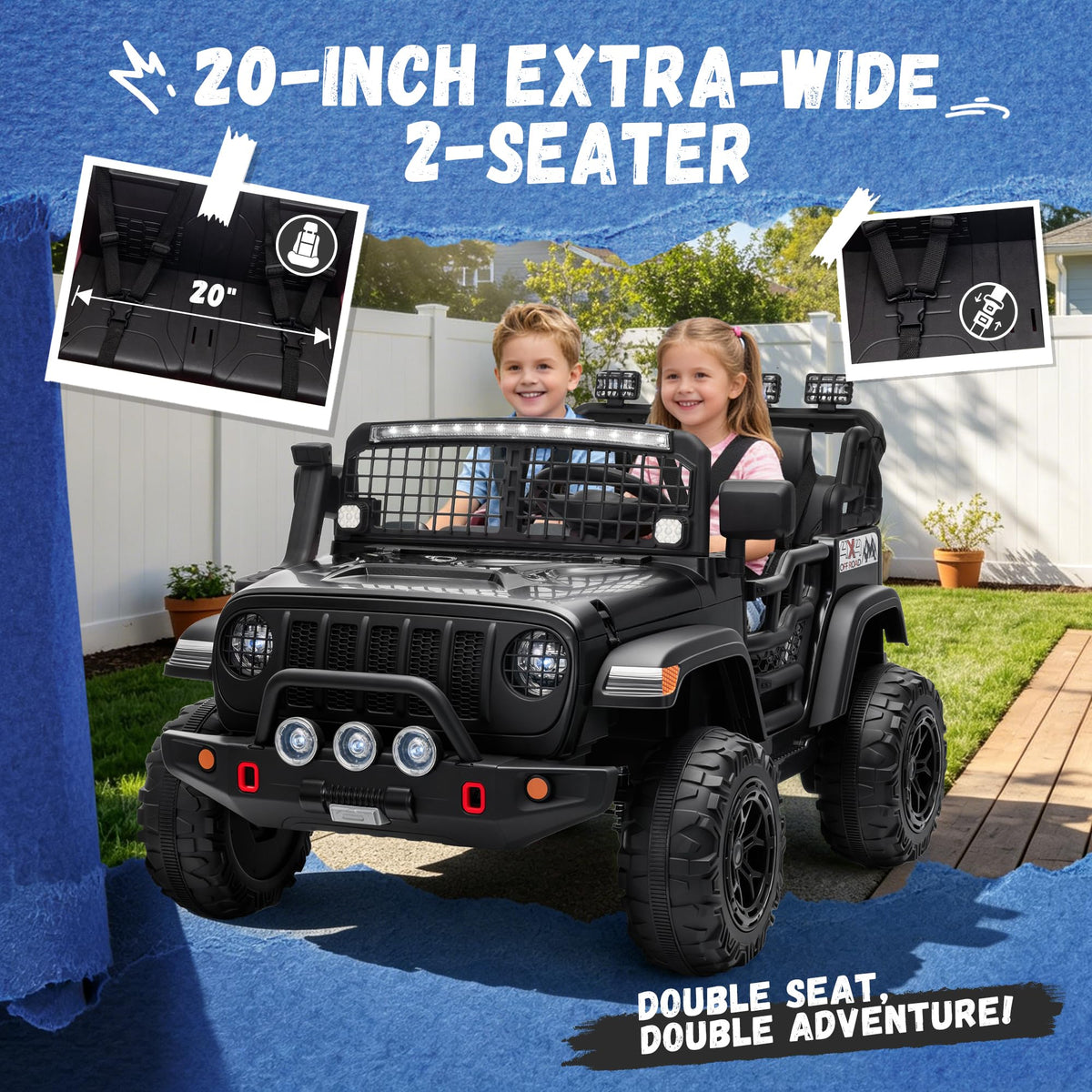 Black 2 Seater 24V Ride On Car K19594