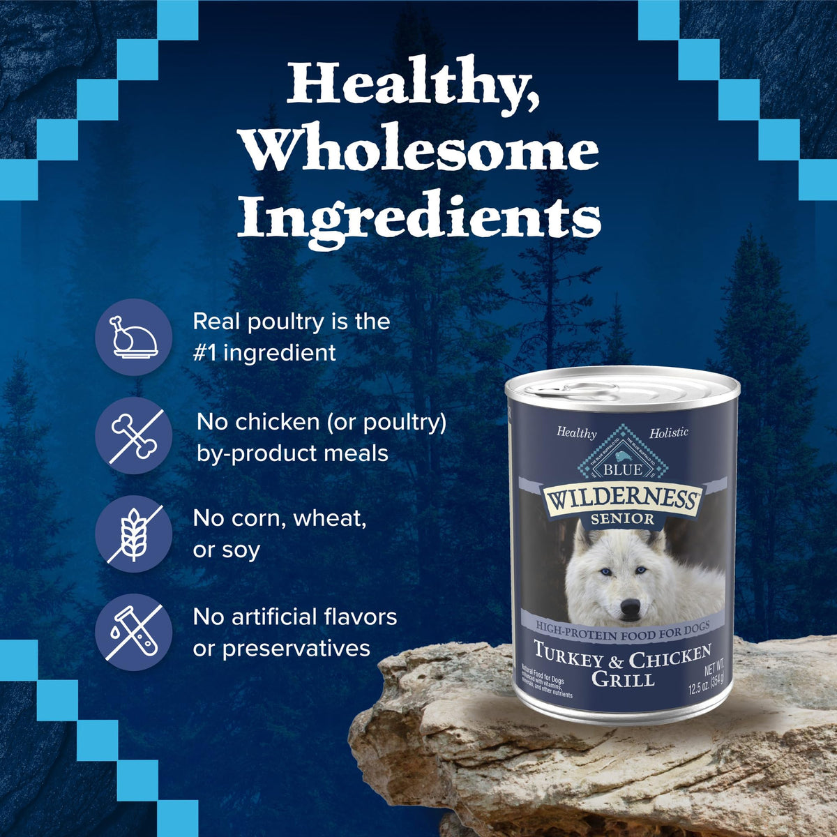 High Protein Wet Food for Senior Dogs, Turkey & Chicken, 12.5-oz Cans, Pack of 24 H656664