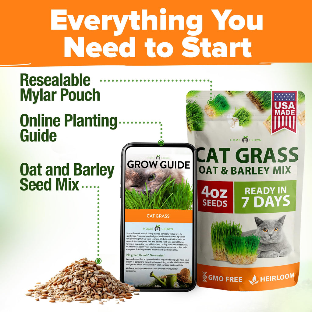 Cat Grass Seeds 4 oz Oat & Barley Mix W726514