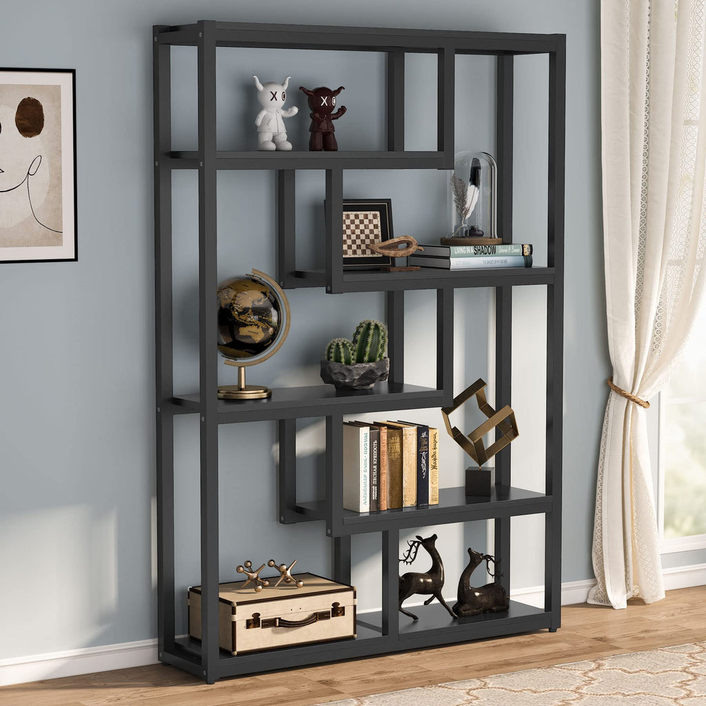 6-Shelf 69 Inch Tall Black Bookshelf O26421