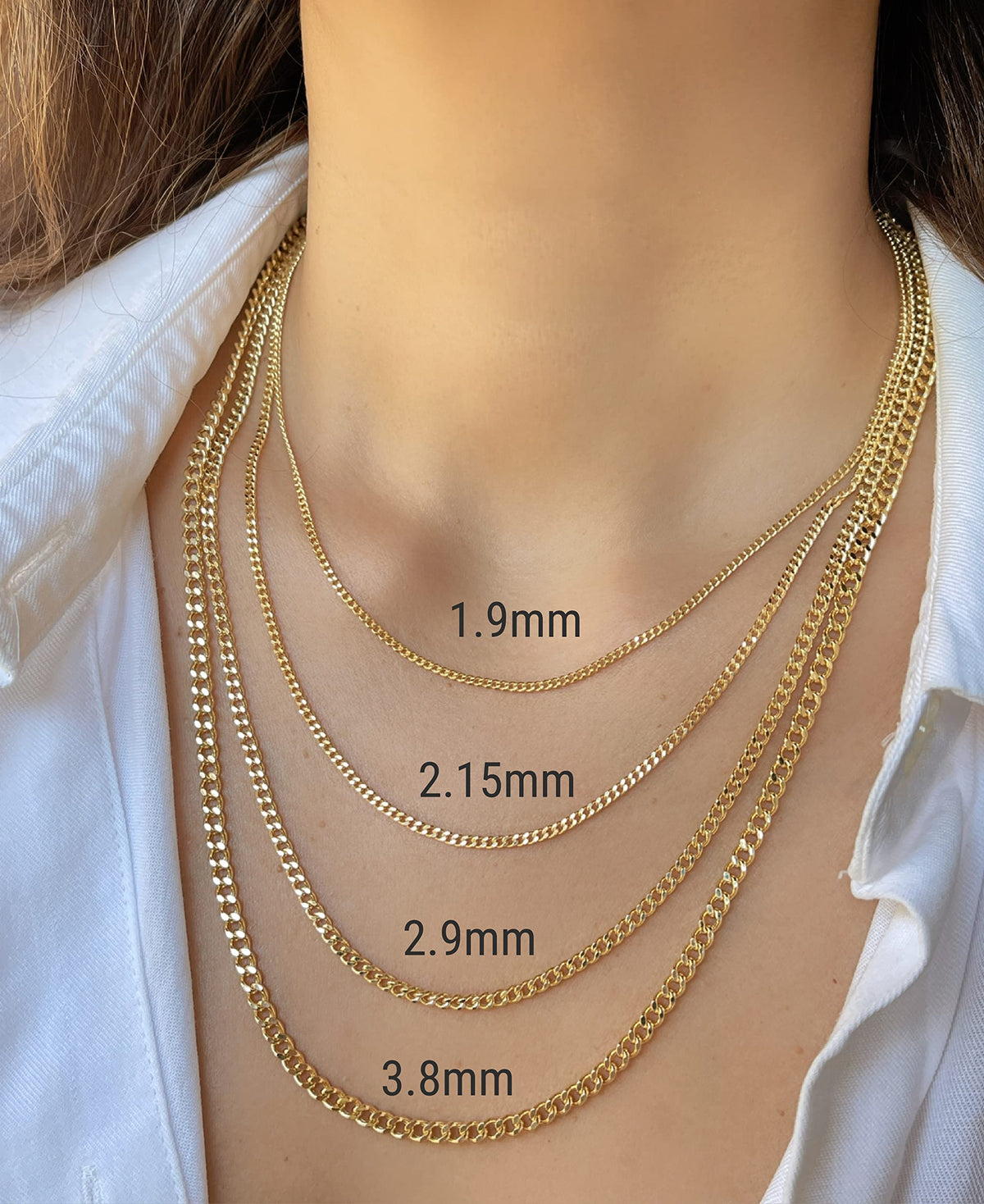 14K Gold Cuban Link Chain Necklace with Lobster Clasp T3857