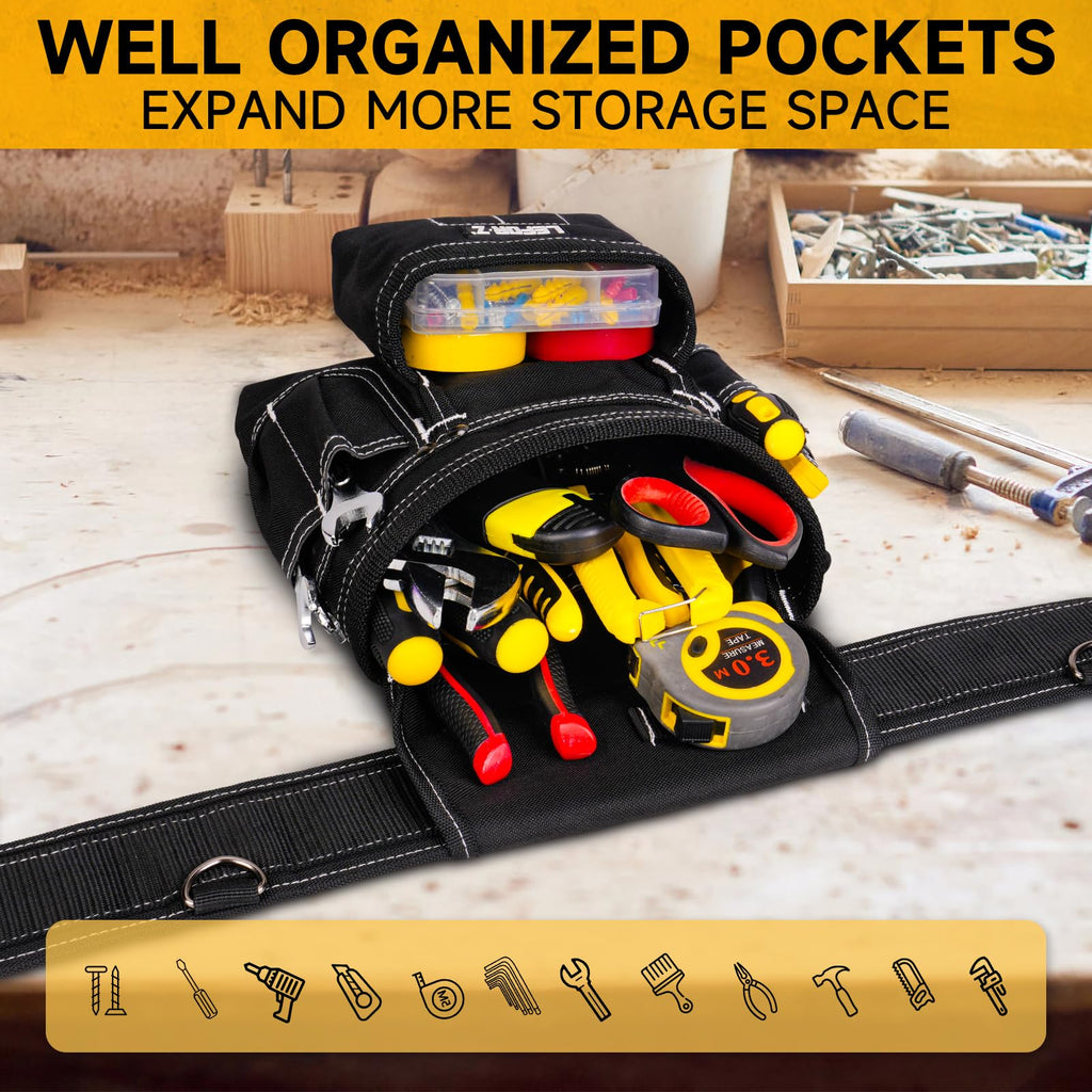 Tool Belt with 4 D-Rings, 27-Pockets D17342