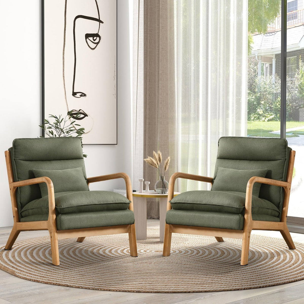 Mid Century Modern Upholstered Accent Chair Set of 2 F46134