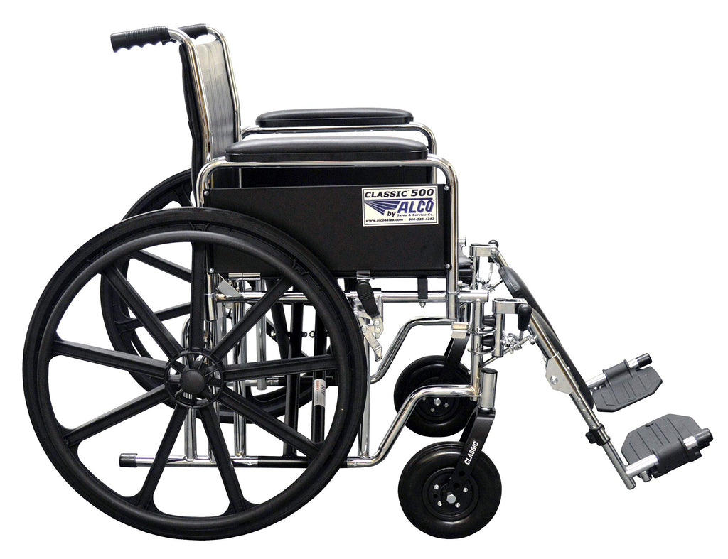 22" Heavy Duty Chrome Wheelchair with Removable Full Arms A348913
