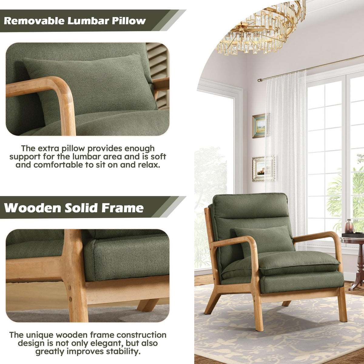 Mid Century Modern Upholstered Accent Chair Set of 2 F46134