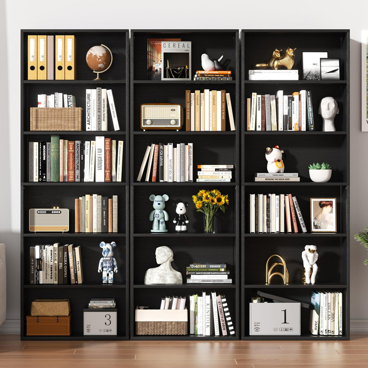 6-Tier Black Bookshelf E9958