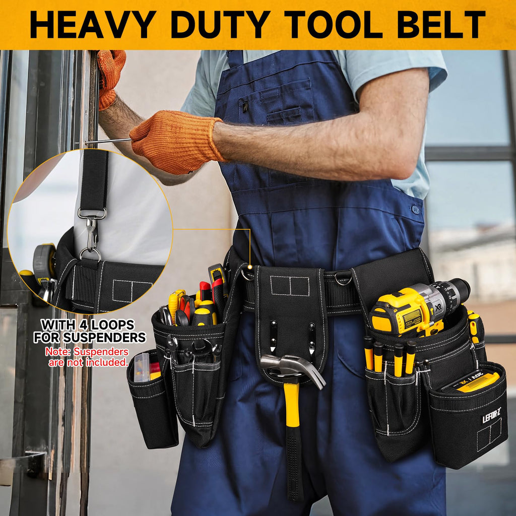 Tool Belt with 4 D-Rings, 27-Pockets D17342