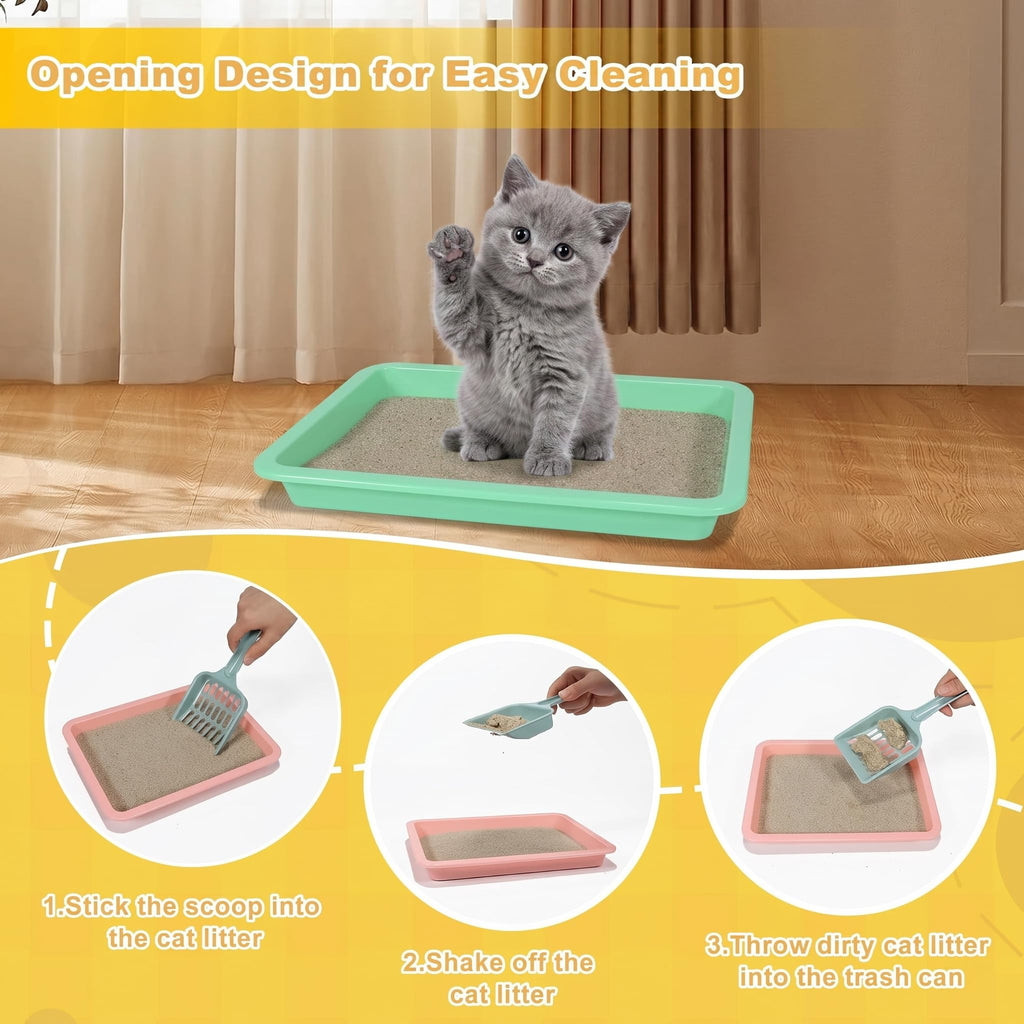 6 Pcs Low Entry Portable Litter Box with Scooper Y5370