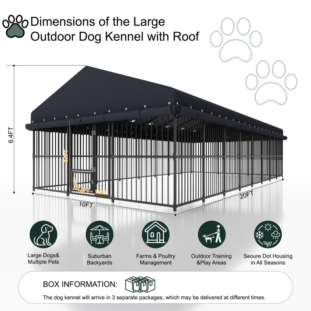 20x10 FT Heavy Duty Outdoor Dog Kennel with Cover X83199
