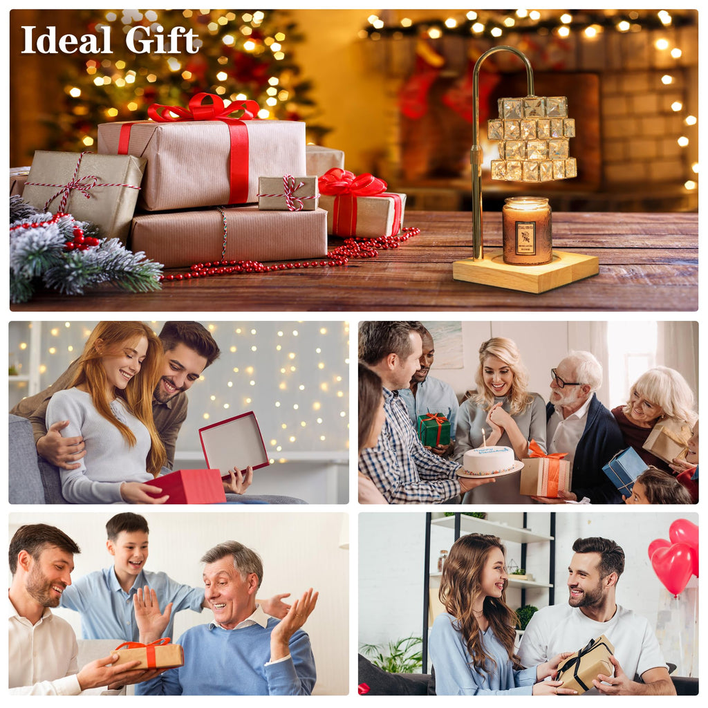 Candle Warmer Lamp with 2 Bulbs, Adjustable Dimmable Amber Glass H4604