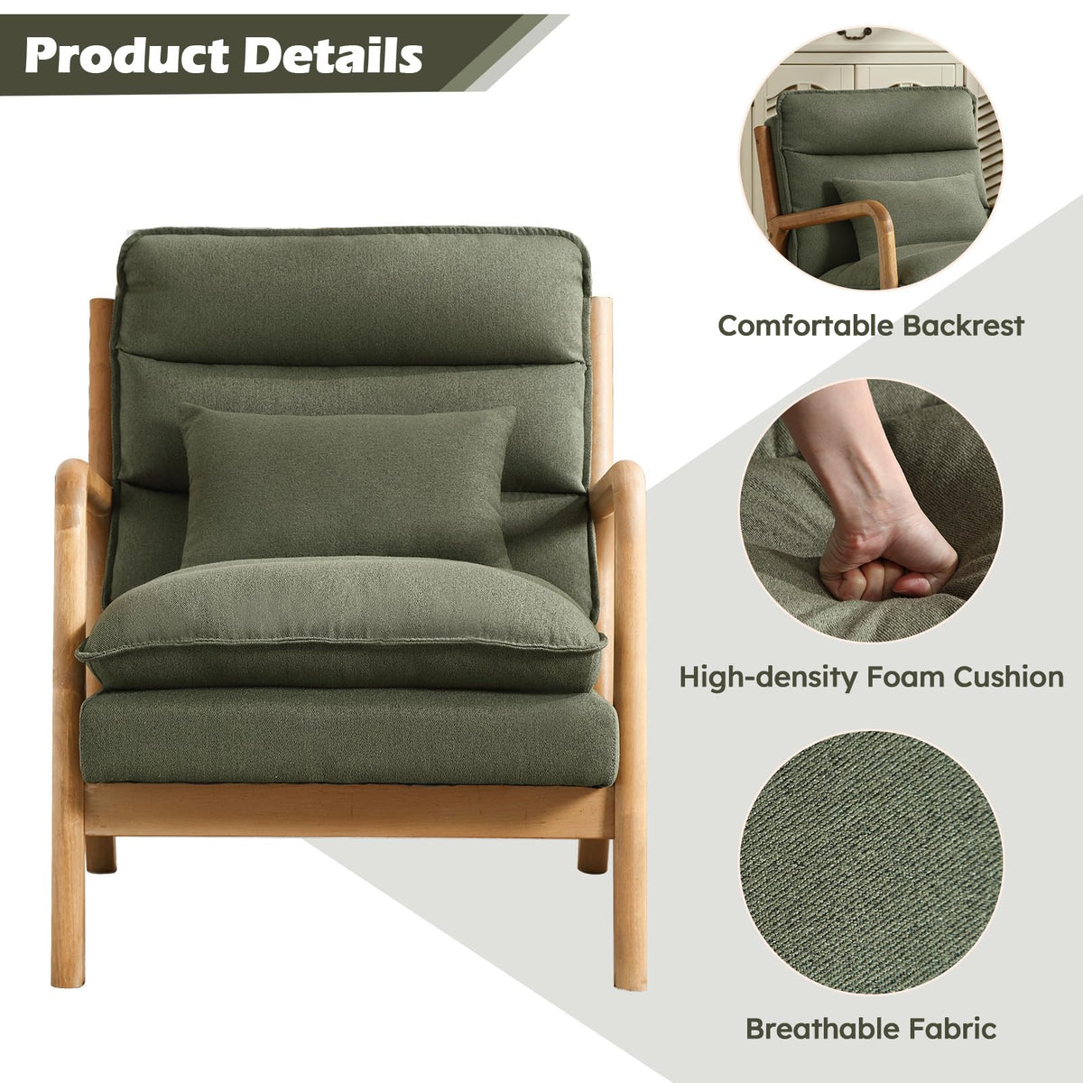 Mid Century Modern Upholstered Accent Chair Set of 2 F46134