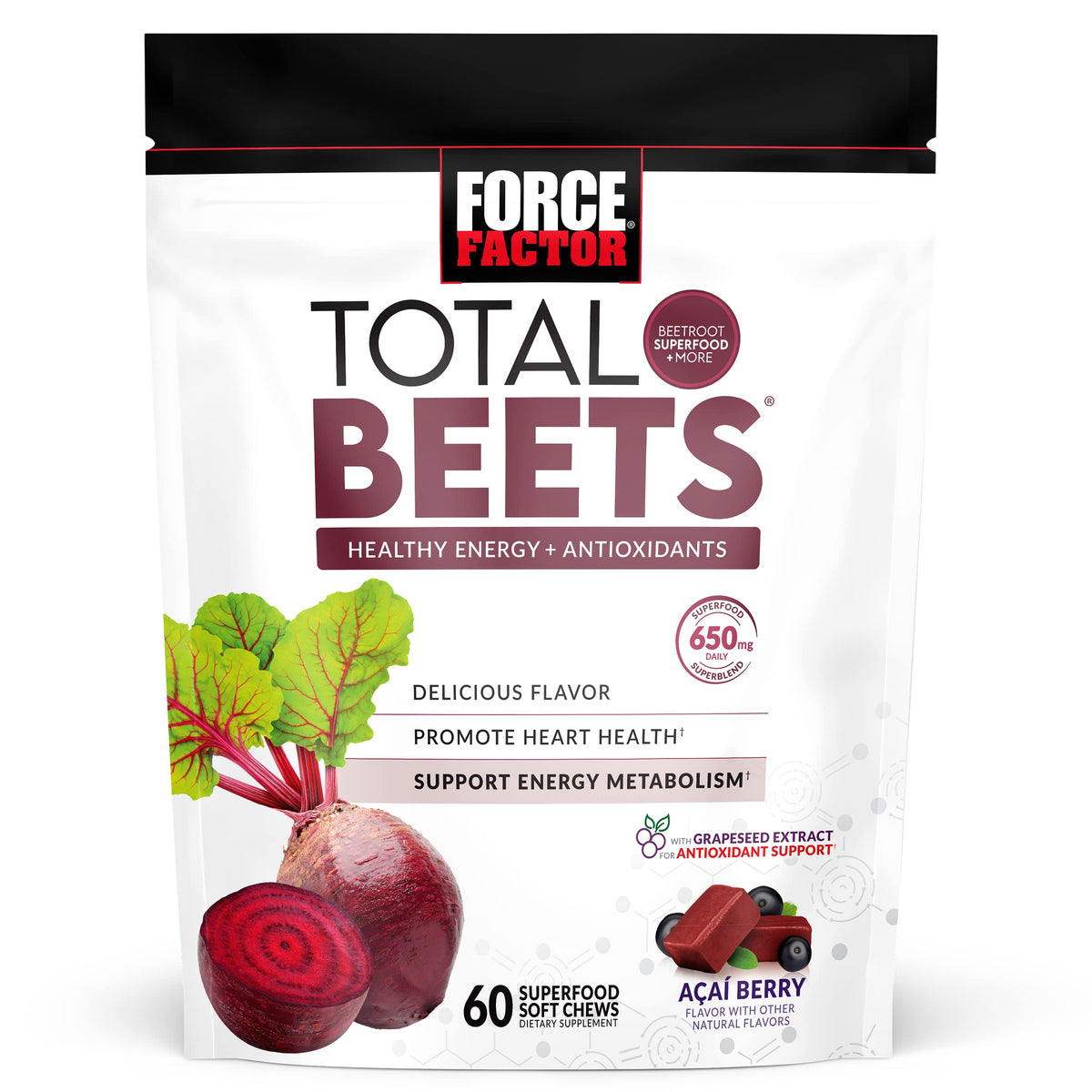 Beetroot Chews and B12 Gummies, 90 Count Cherry Flavor R684795