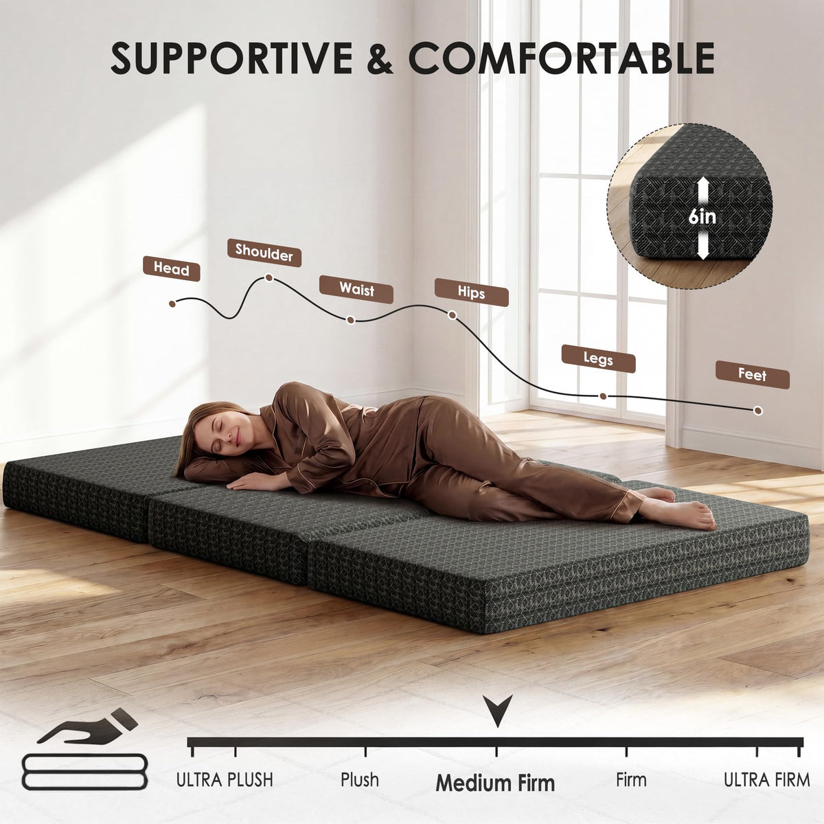 Queen Tri-Fold Memory Foam Mattress T7065