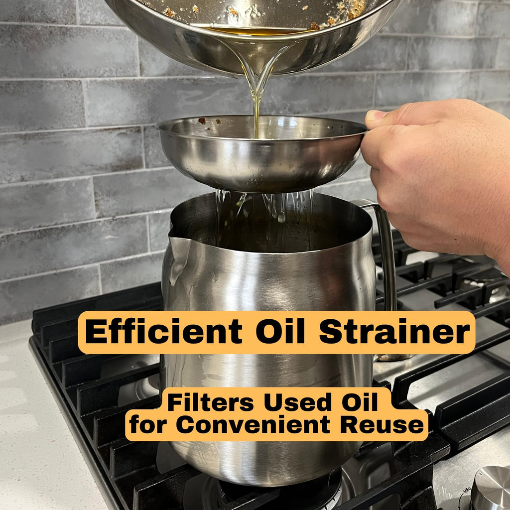 304 Stainless Steel Deep Fryer Pot with Basket and Oil Strainer, 3.5 L H703