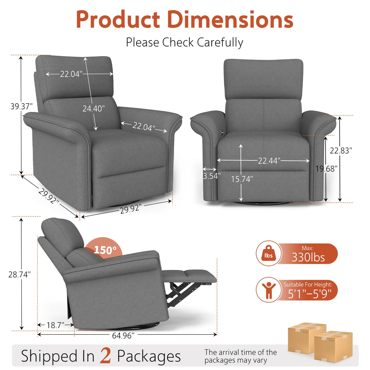 Power Swivel Rocker Recliner Chair H3814