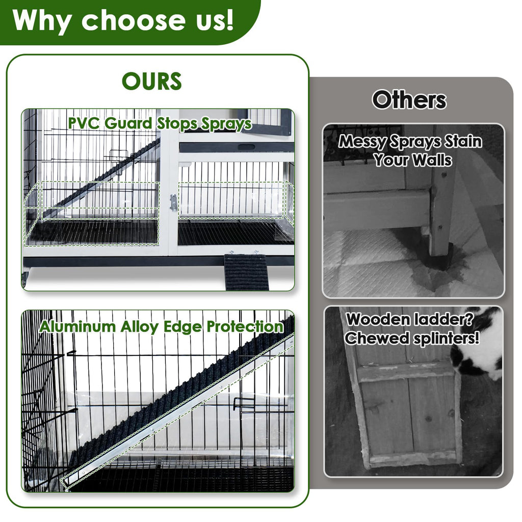 White Indoor Outdoor Rabbit Hutch with Tray H55868