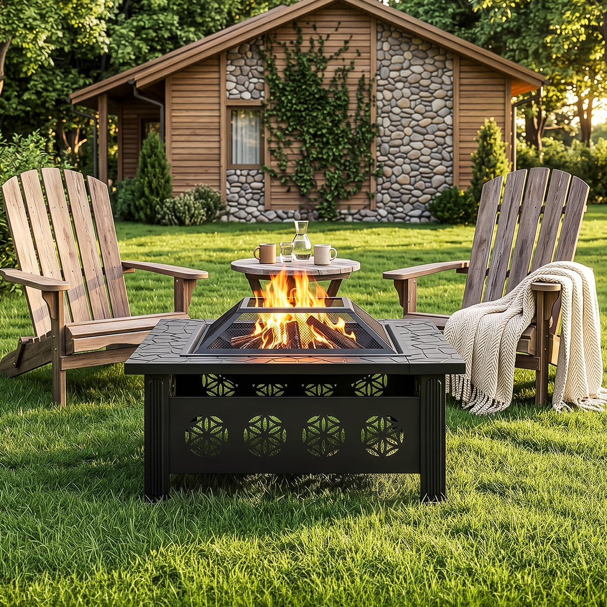 32 Inch Metal Outdoor Fire Pit T6911