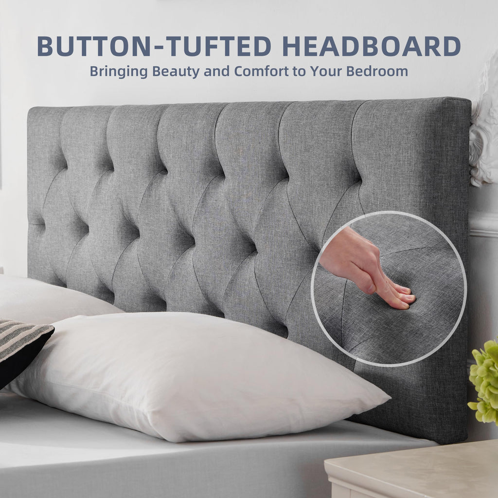 Queen Size Light Gray Linen Headboard Q7684