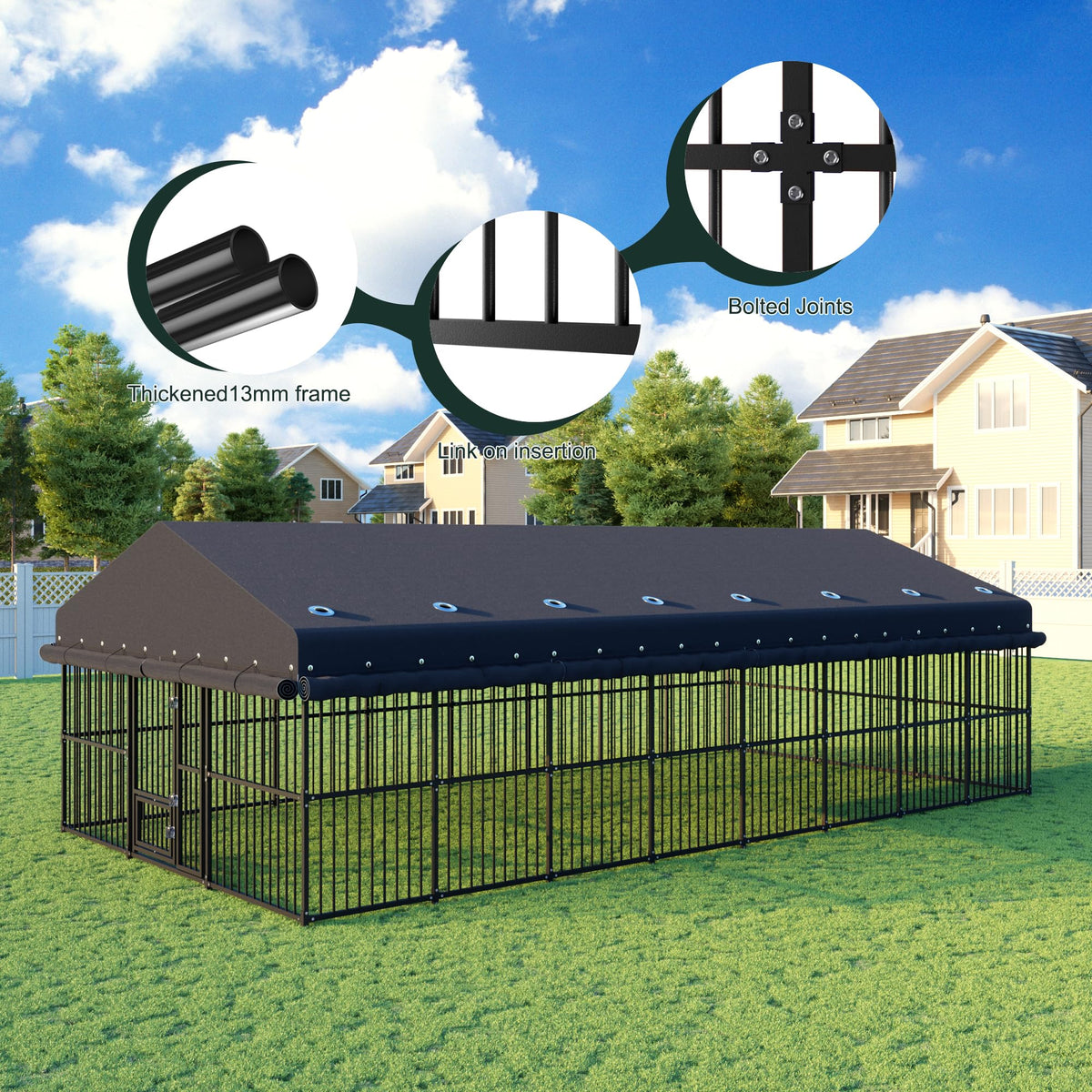 20x10 FT Heavy Duty Outdoor Dog Kennel with Cover X83199