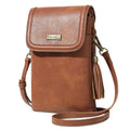 Small Brown Crossbody Bag with Tassel Q111
