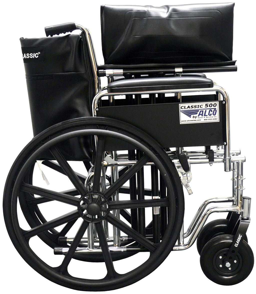 22" Heavy Duty Chrome Wheelchair with Removable Full Arms A348913
