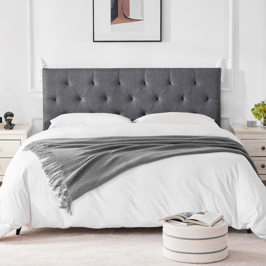 Queen Size Light Gray Linen Headboard Q7684