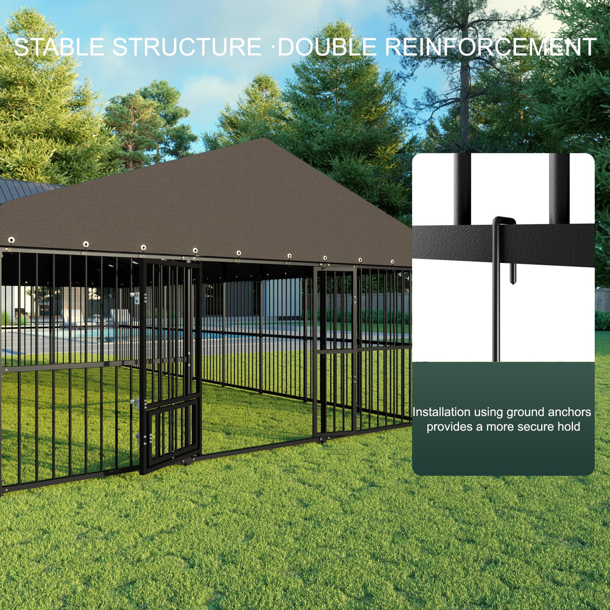 20x10 FT Heavy Duty Outdoor Dog Kennel with Cover X83199